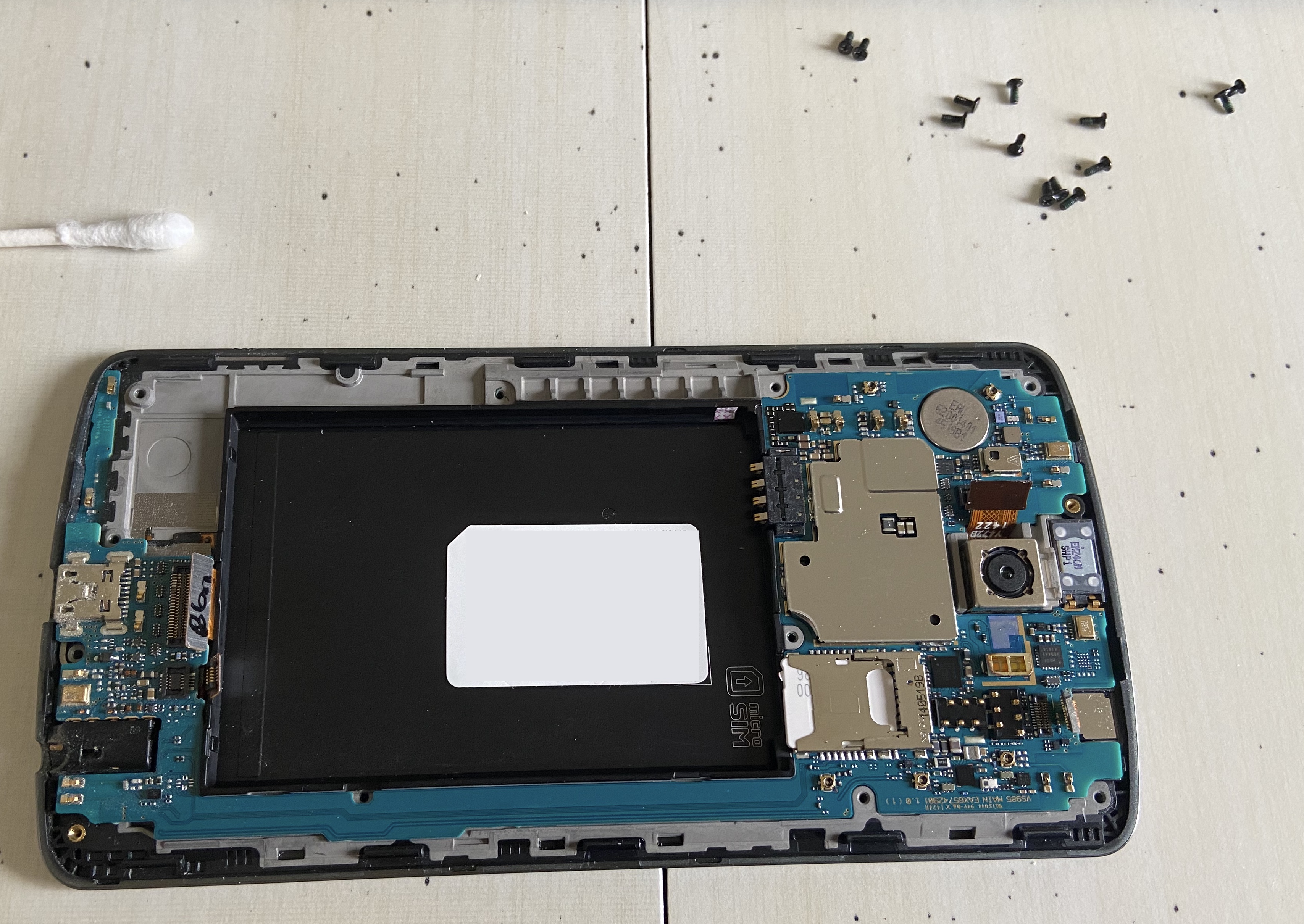 LG G3 smartphone prepared for infrared sensor modification