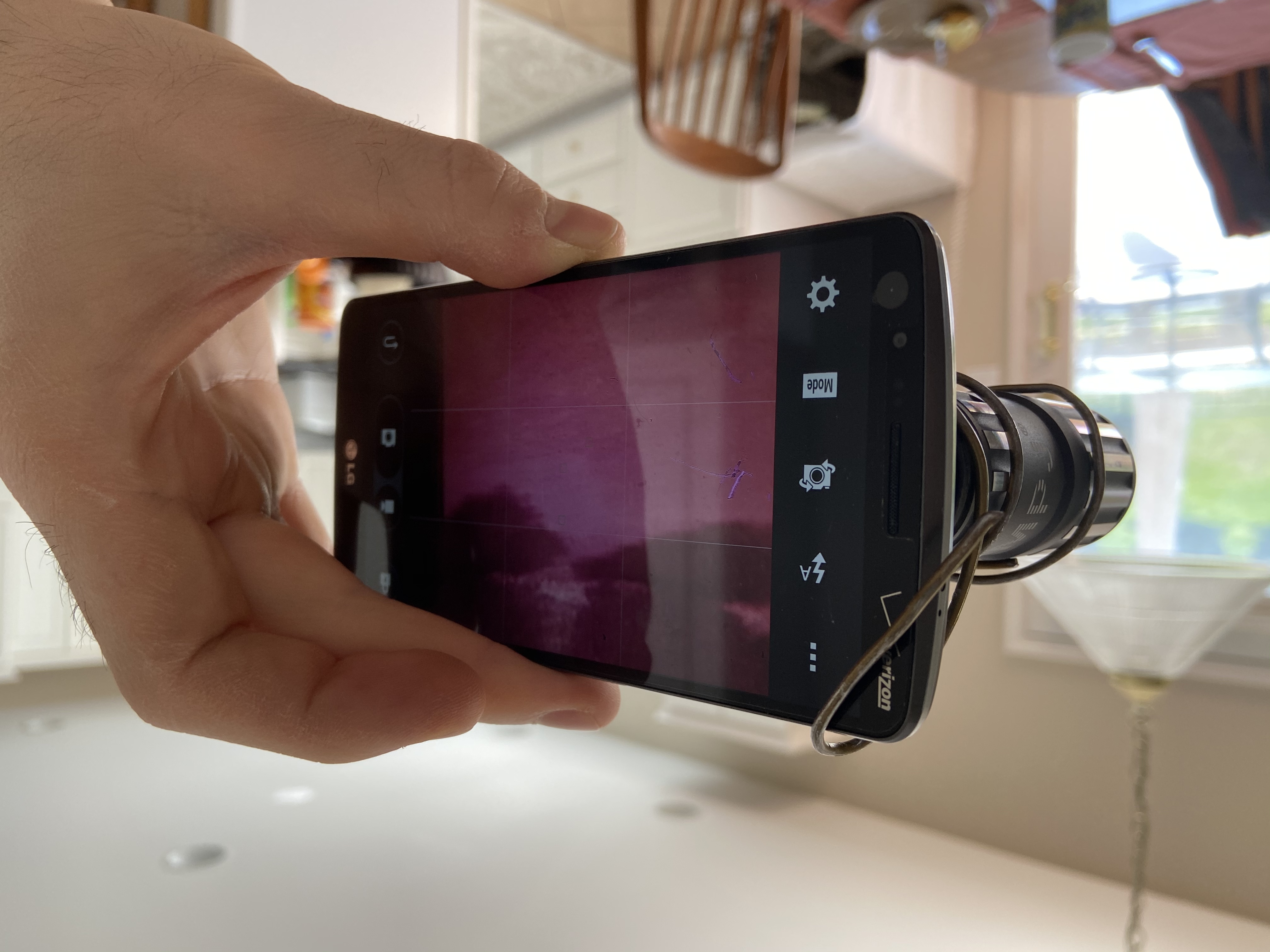 Field setup with improvised phone and lens mount