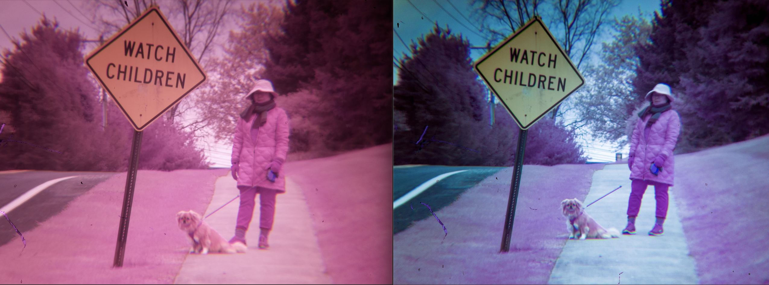 Raw image vs edited infrared result